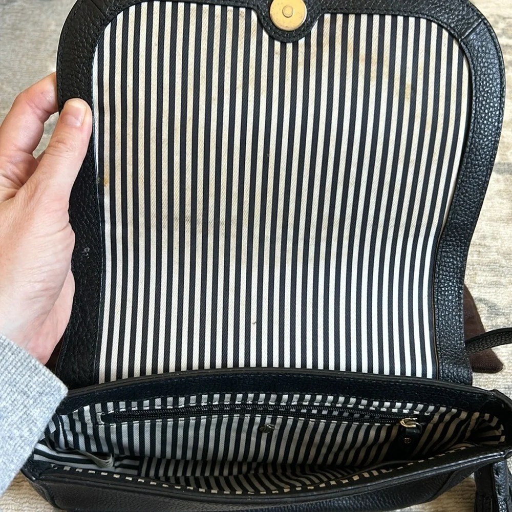 Kate Spade Black Pebbled Leather Crossbody Bag with Tassel